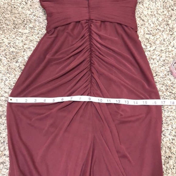 David’s Bridal Maxi Dress Size 0 Burgundy Floral Lace Pleated Ruched Column Gown - Picture 7 of 10